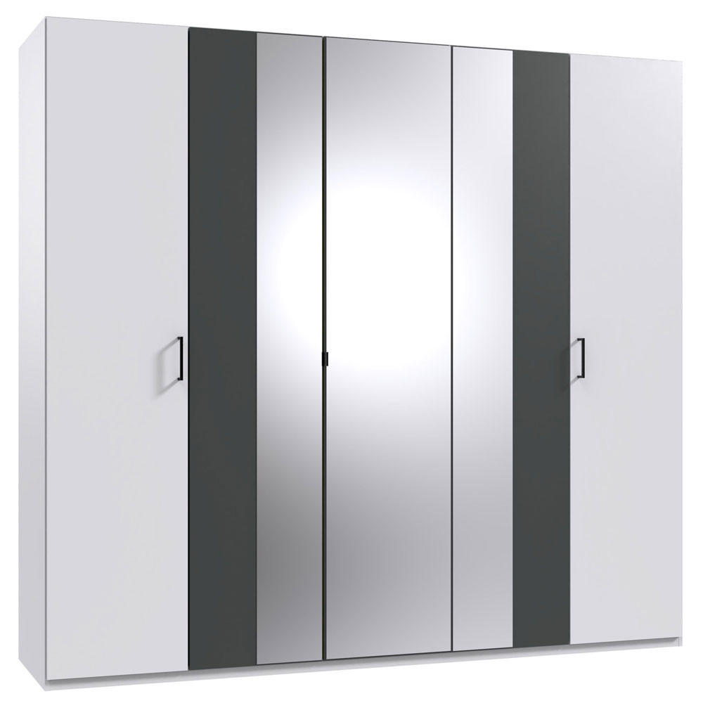 DREHTÜRENSCHRANK Kreta weiß / graphit 225 / 58 / 208cm - Graphitfarben/Weiß, Holz/Holzwerkstoff (225/208/58cm) - Wimex