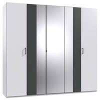 DREHTÜRENSCHRANK Kreta weiß / graphit 225 / 58 / 208cm - Graphitfarben/Weiß, Holz/Holzwerkstoff (225/208/58cm) - Wimex