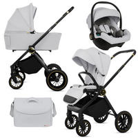 KINDERWAGEN Rosso 3in1 Silber Babywanne, Buggy Sportsitz, Babyschale I-Size - Silberfarben/Schwarz, Textil/Metall (58/99cm) - BabyLux