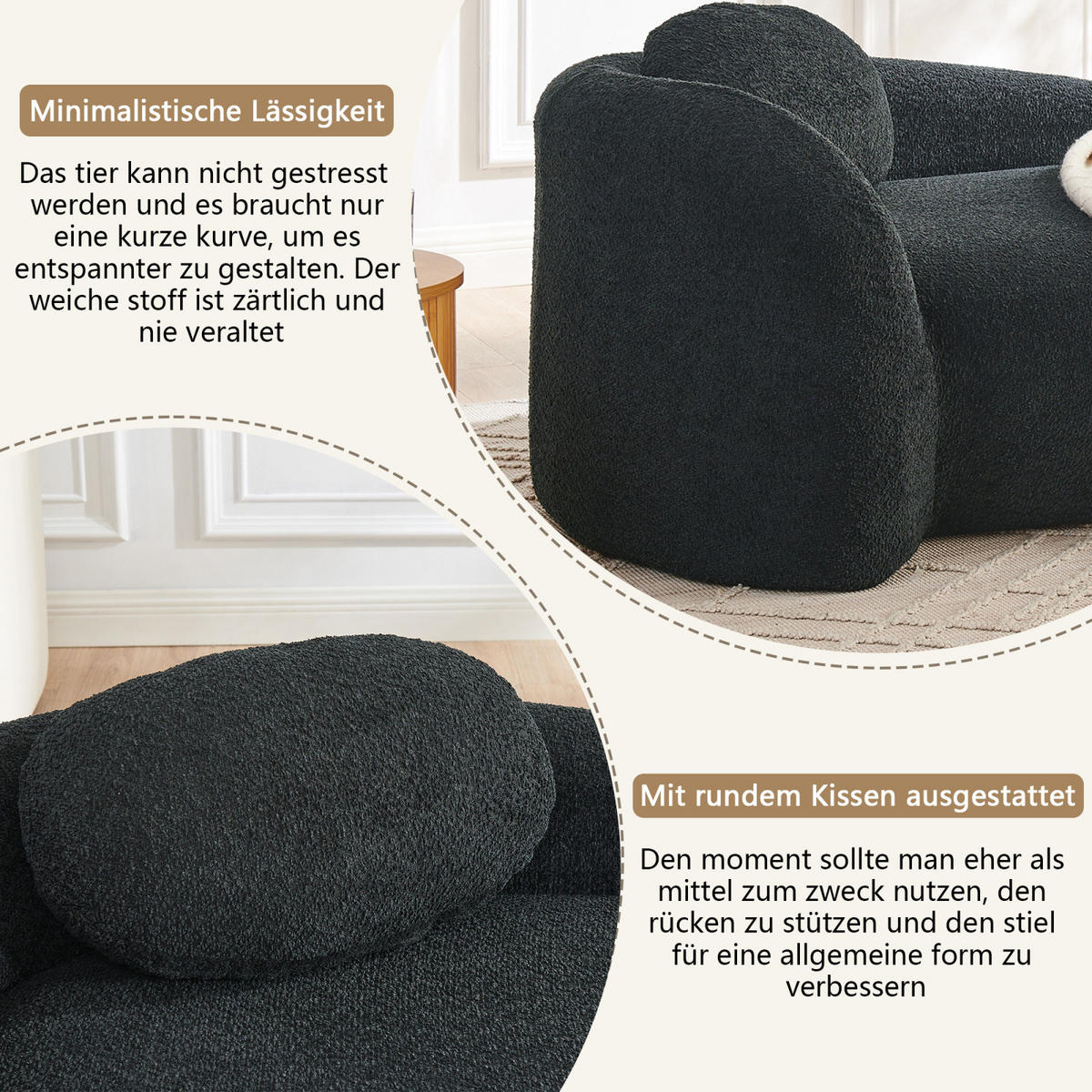 WOHNZIMMERSOFA mit Schlaffunktion und Kissen,Relaxsessel für Wohnzimmer, Schwarz - Schwarz, Textil (67/24/38cm)