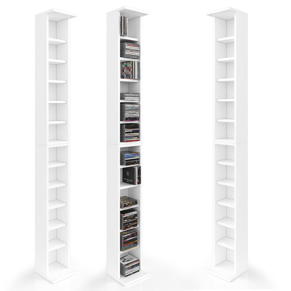 CD-REGAL Weiß 21 x 91.8 cm Groß 2er set - Weiß, Holzwerkstoff (21/183.6/20cm) - Vicco