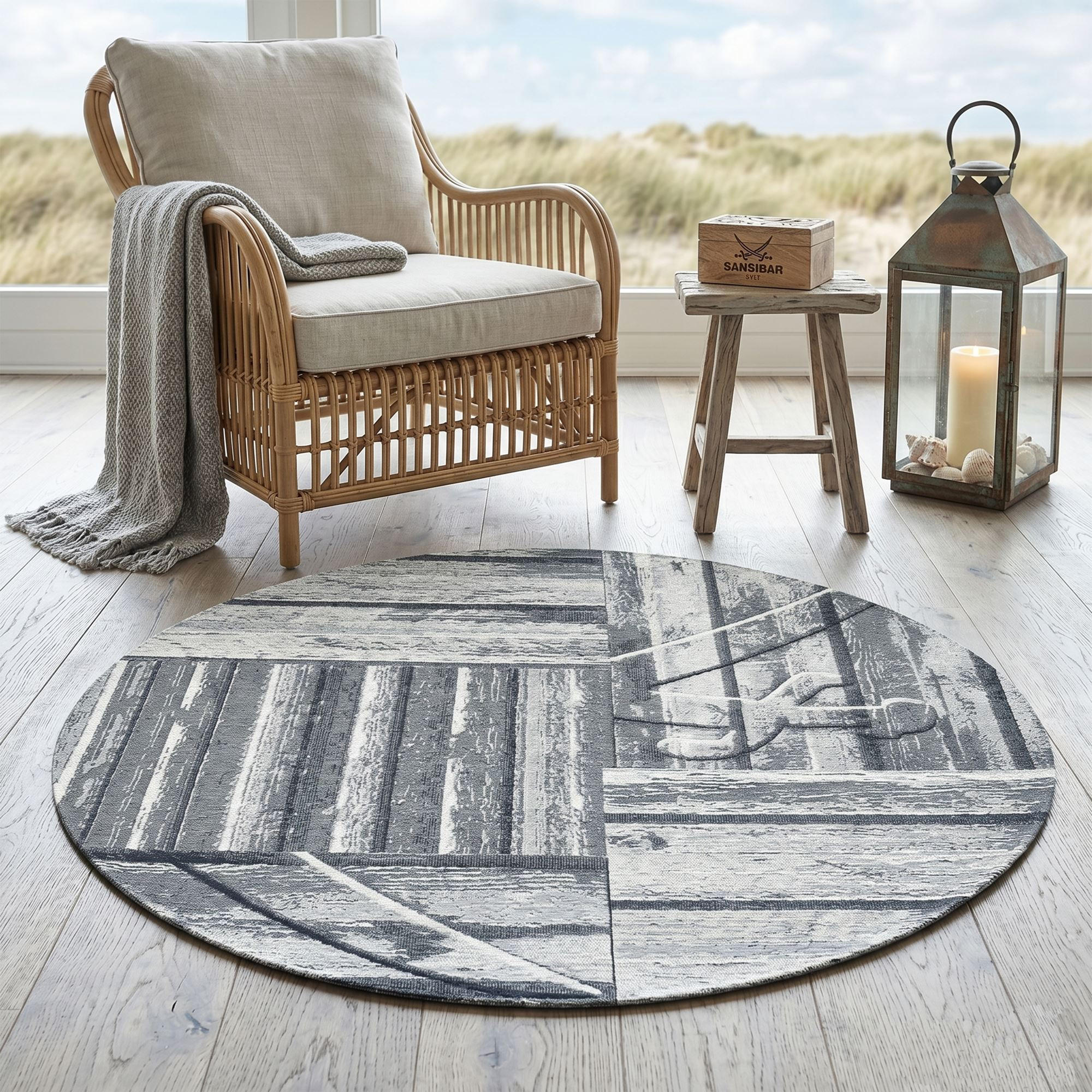 FLACHWEBTEPPICH Keitum 100x100 cm - Grau, Textil (100/100cm) - Sansibar SYLT