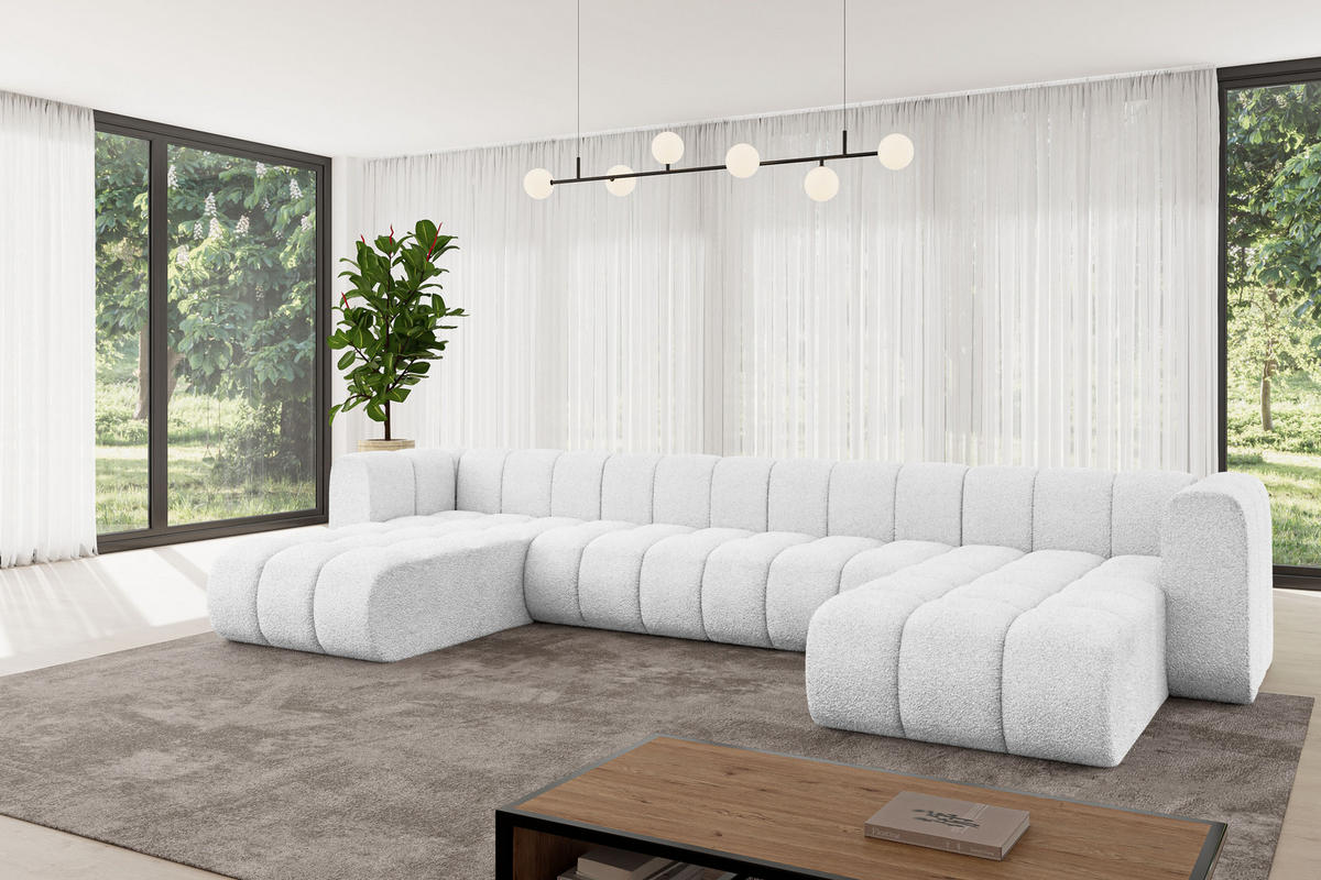 WOHNLANDSCHAFT modulares Sofa Joren-U2 - 410x177x70 cm Weiß - Weiß, Holzwerkstoff/Textil (410/70/177cm) - ALTDECOR