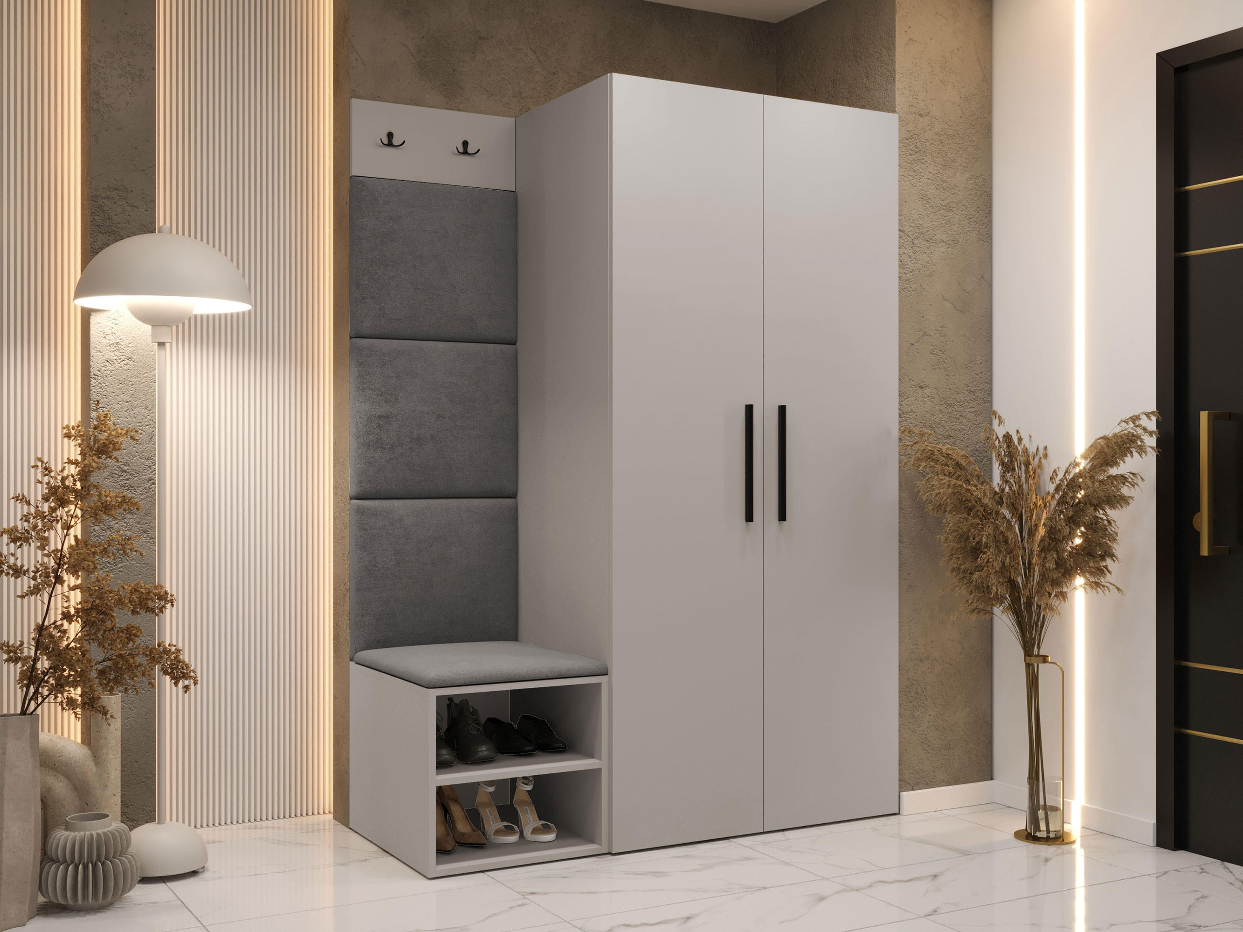 GARDEROBEN-SET Medi IV - Kaschmir/Schwarz, Holzwerkstoff/Kunststoff (80/191/50cm) - MIRJAN24