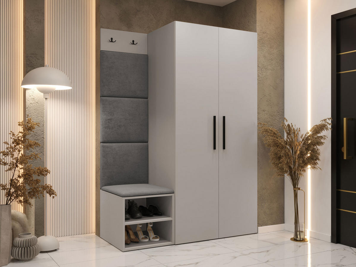 GARDEROBEN-SET Medi IV - Kaschmir/Schwarz, Holzwerkstoff/Kunststoff (80/191/50cm) - MIRJAN24