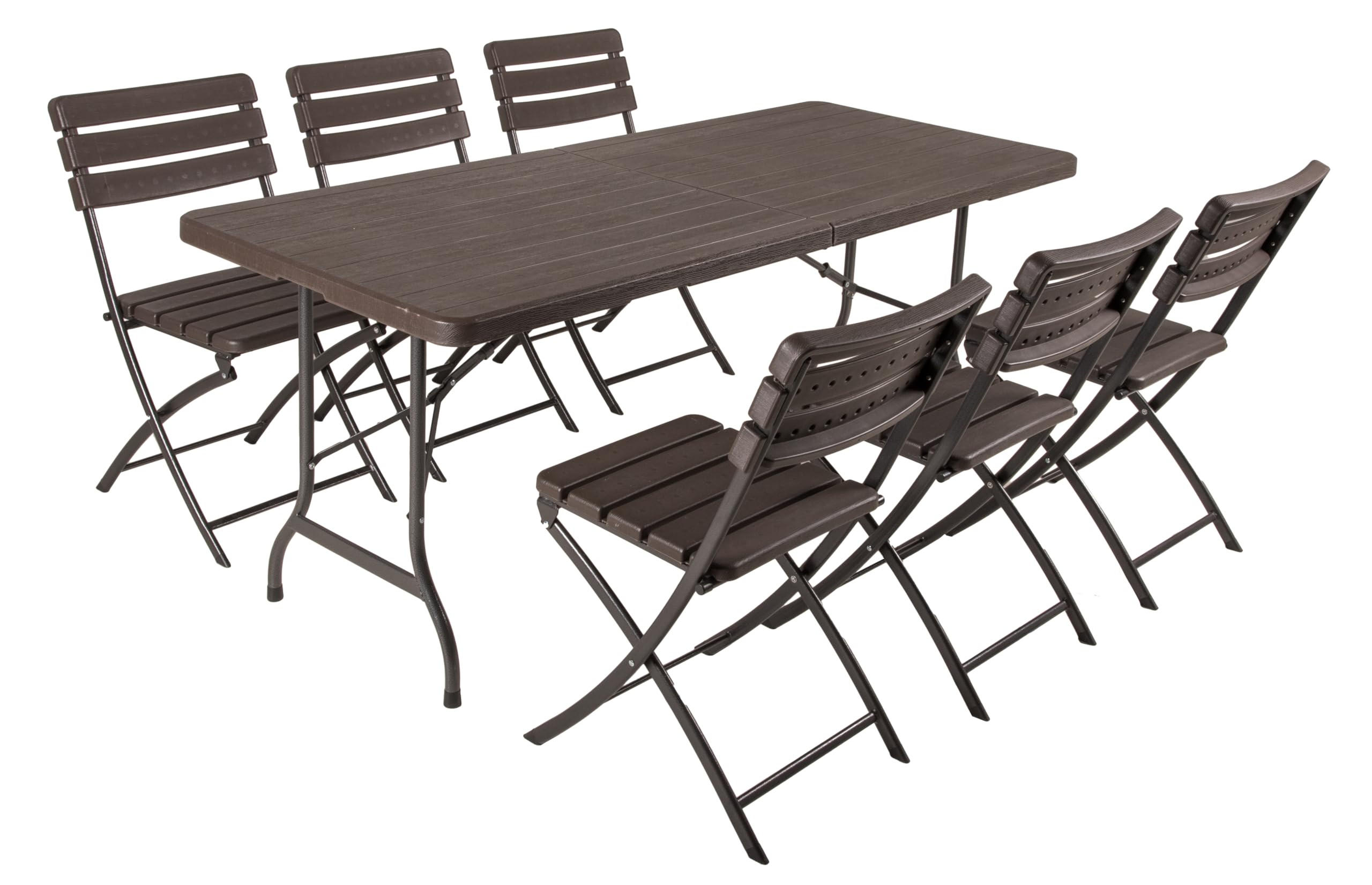 GARTEN-SITZGRUPPE Nora 7-teilig Gartenmöbel-Set - Braun, Kunststoff - DELUKE