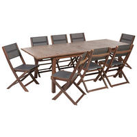 GARTENMÖBEL SET 8-Sitzer Akazienholz dunkelbraun 8-Sizer Textilbespannung grau Cesana - Dunkelbraun/Grau, Holz - Beliani