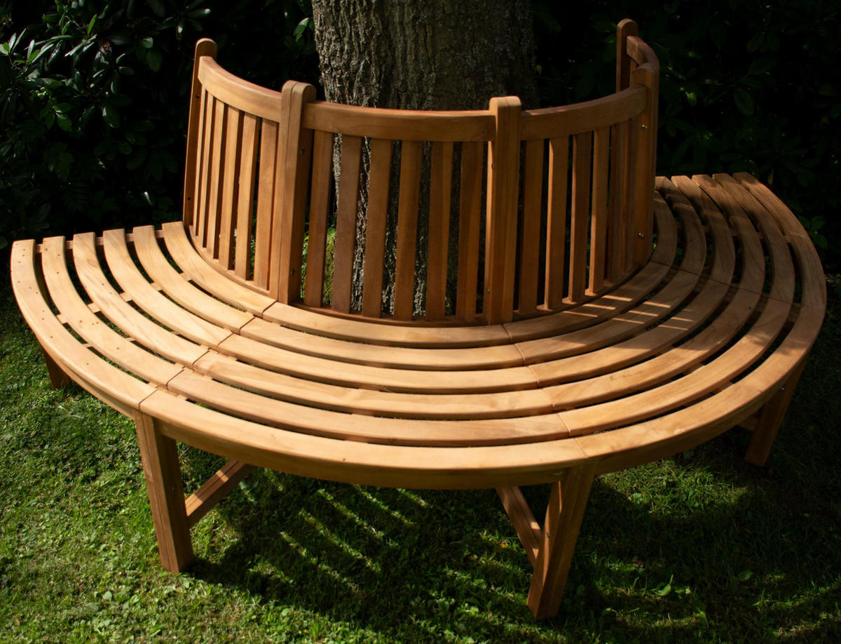 BAUMBANK Risen Holz Braun 203x44x90cm Halbrunde Sitzbank - Braun, Holz (203/90/44cm) - DELUKE