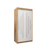 SCHWEBETÜRENSCHRANK 200/100/62 2-türig - Silberfarben/Weiß, Holz/Kunststoff (100/200/62cm) - Abiks Möbel