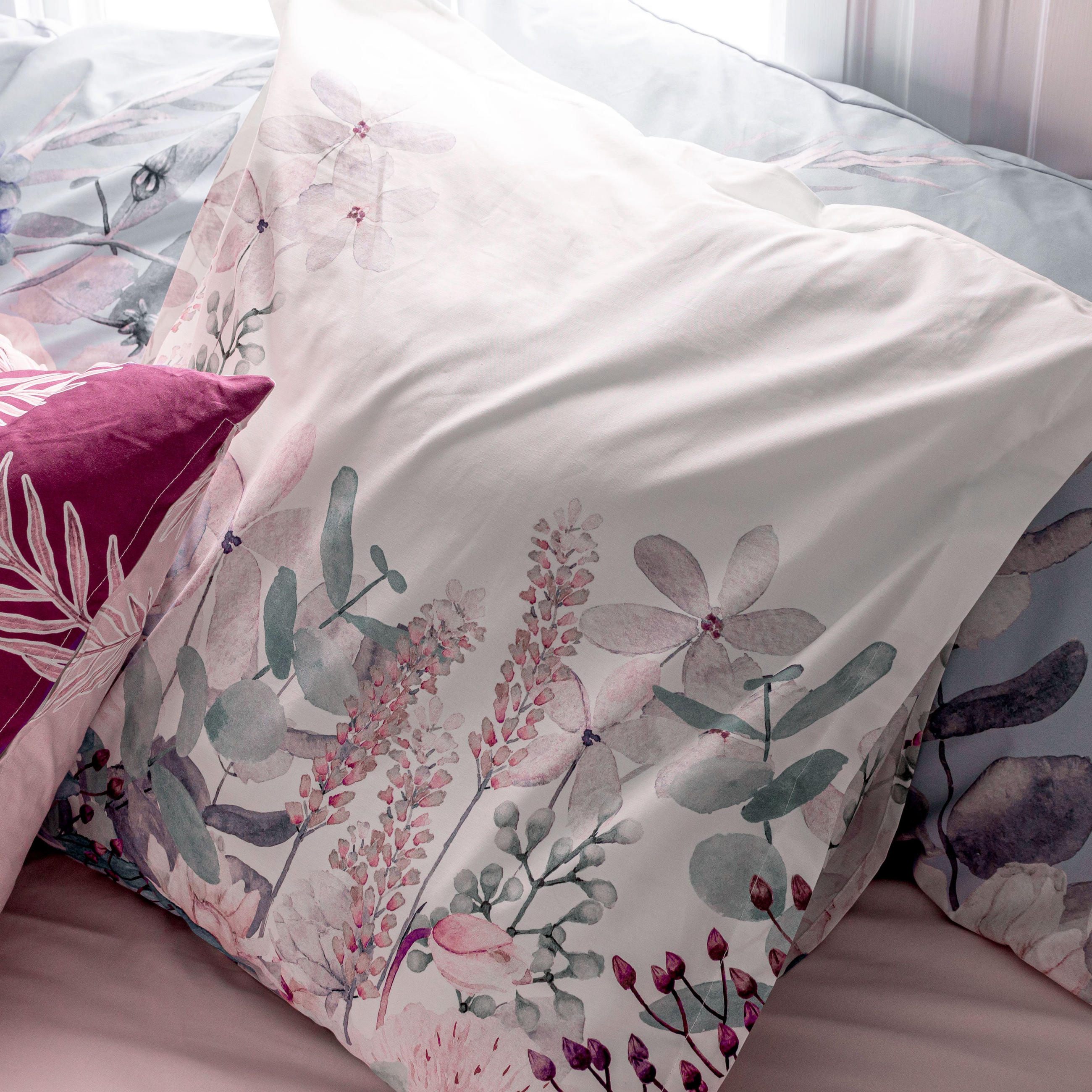 KISSENBEZUG soft bouquet 60x60 cm mehrfarbig - Multicolor, Textil (60/60cm) - Happy Friday