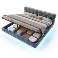 POLSTERBETT aus Chenille 160x200 cm Grau mit Bettkasten, LED-Beleuchtung und USB-/Typ-C-Anschlüssen - Grau, Textil (160/200cm) - Modfu