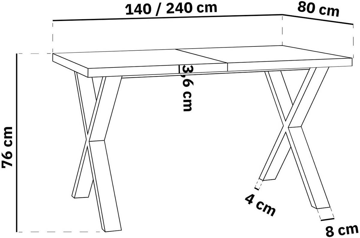 ESSTISCH Luiza rechteckig ausziehbar, Marmor Weiß 140-240/80/76 cm - Ecru/Weiß, Holzwerkstoff/Metall (140/80/76cm) - WFL GROUP