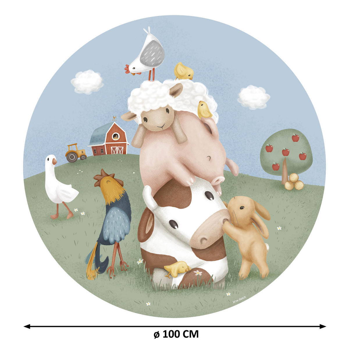 TAPETENKREIS Kinderzimmer Little Farm - Multicolor, Papier/Kunststoff (100/100cm) - Little Dutch