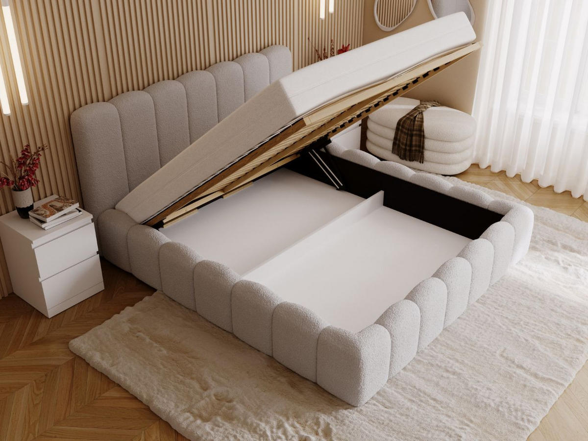 POLSTERBETT Smile 200x200 Bouclé-Stoff Hellgrau - Hellgrau, Textil (200/200cm) - Graingold