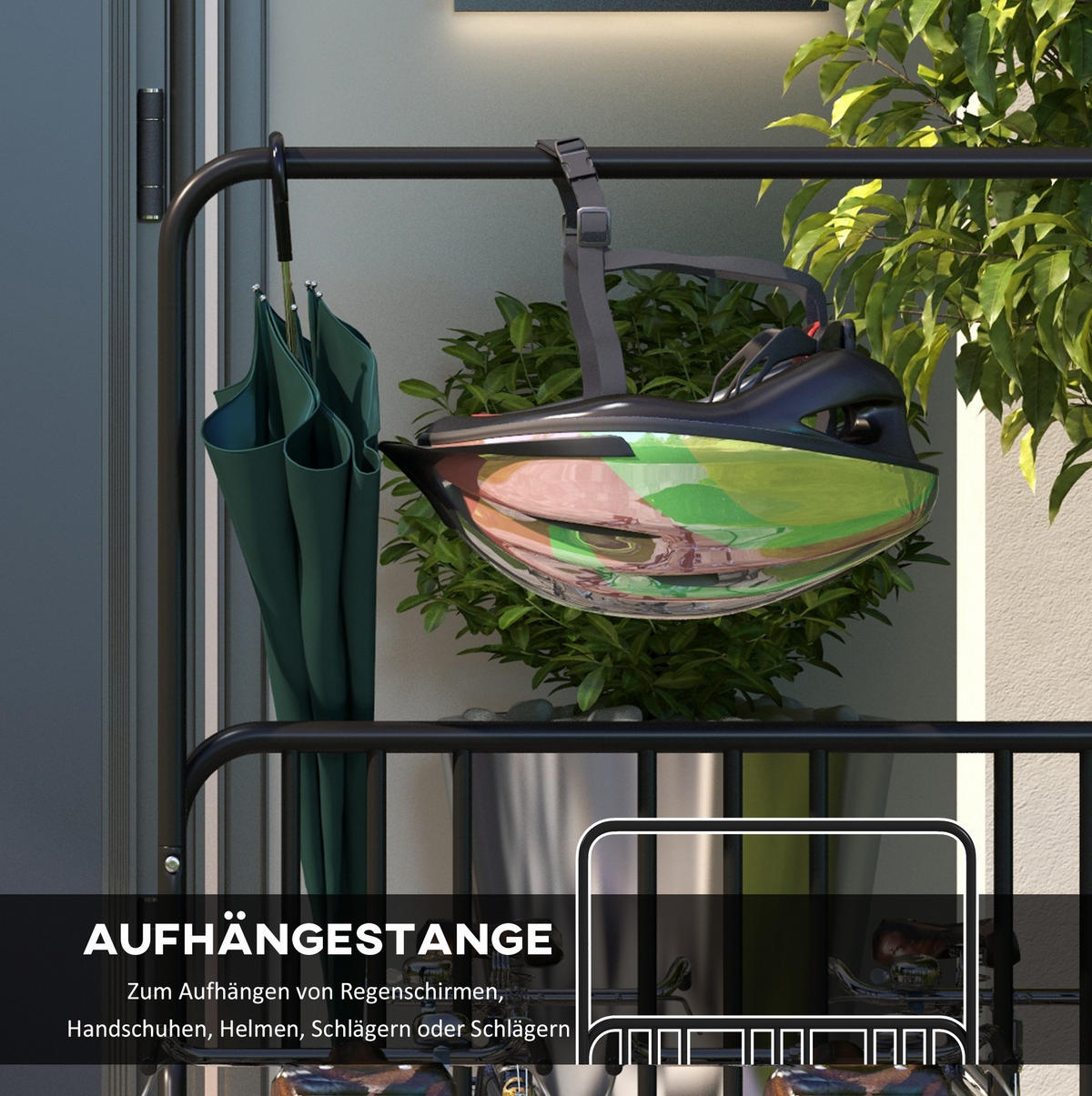 FAHRRADSTÄNDER aus Stahl 102x92x130 cm in Schwarz mit Fahrradhalterung - Schwarz, Metall (92/130/102cm) - Modfu