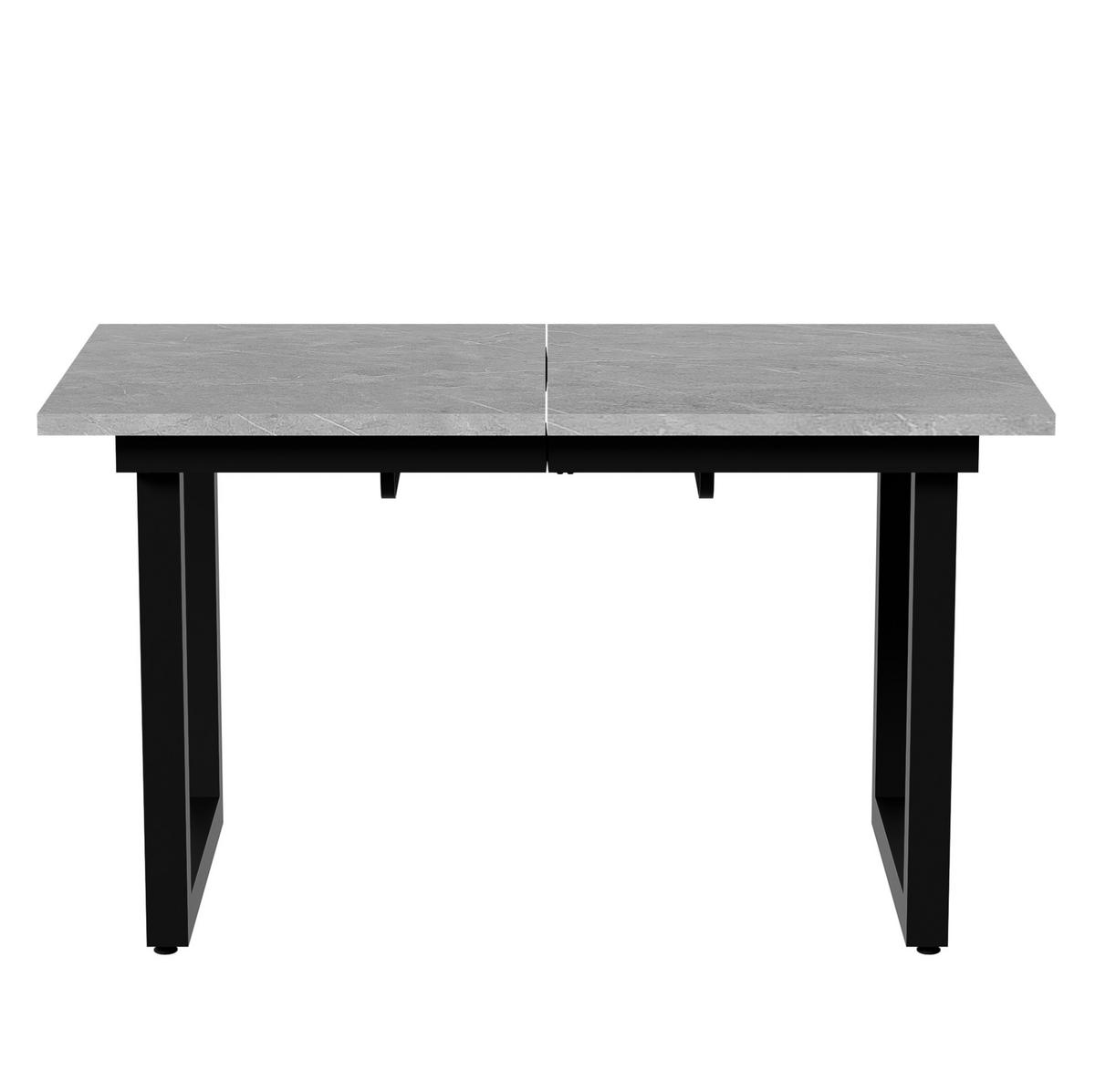 ESSTISCH ausziehbar 140/180 x 80 x 75 cm MDF Grau/Schwarz - Grau, Metall (180/80/75cm) - Meubliv