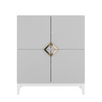 HIGHBOARD Demi High, Weiß-Gold, Mit Gefrästen Fronten, Massive Buche - Goldfarben/Weiß, Holz/Holzwerkstoff (100.5/120.5/42cm) - Visby