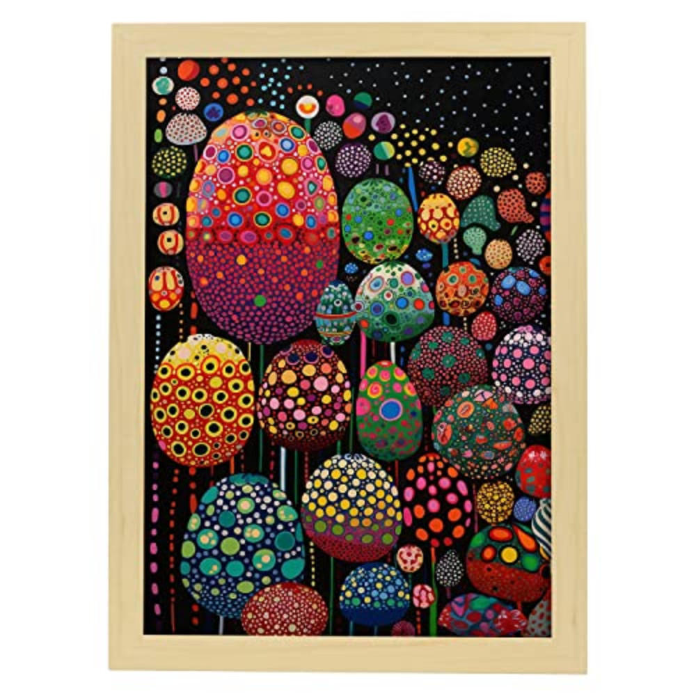 POSTER Yayoi Kusama A3 Rahmen Aus Hellem Holz - Beige, Papier (29.7/5/42cm) - Nacnic