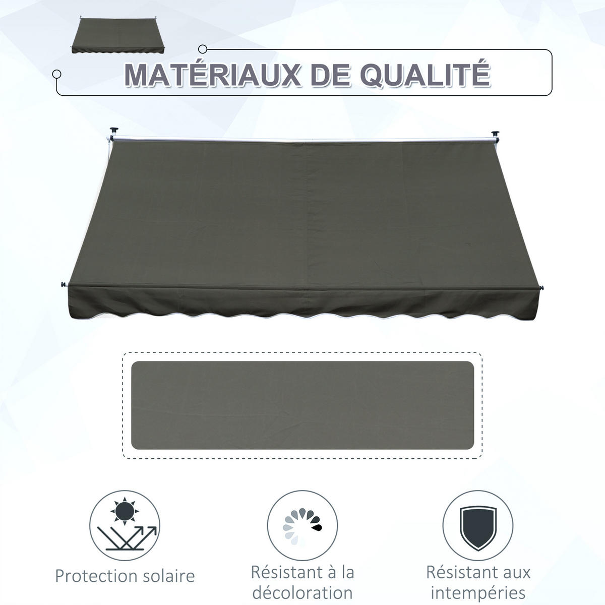 MARKISE DE-13912 manuell, ausziehbar 3/1,5 m, ohne Bohren Grau - Grau, Metall (150/280/300cm) - ComfortXL