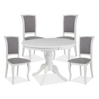 ESSZIMMER-SET Olivia 5-tlg Weiß / Grau - Weiß/Grau, Holz (286/96/106cm) - Feldmann-Wohnen