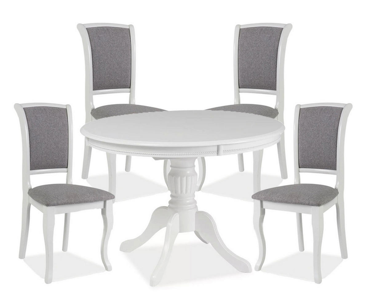 ESSZIMMER-SET Olivia 5-tlg Weiß / Grau - Weiß/Grau, Holz (286/96/106cm) - Feldmann-Wohnen