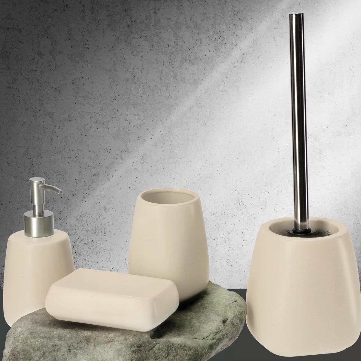 BADEZIMMERBECHER 11 x 8 cm, beige, 2 Stk. - Beige, Keramik (8/11cm) - KADAX