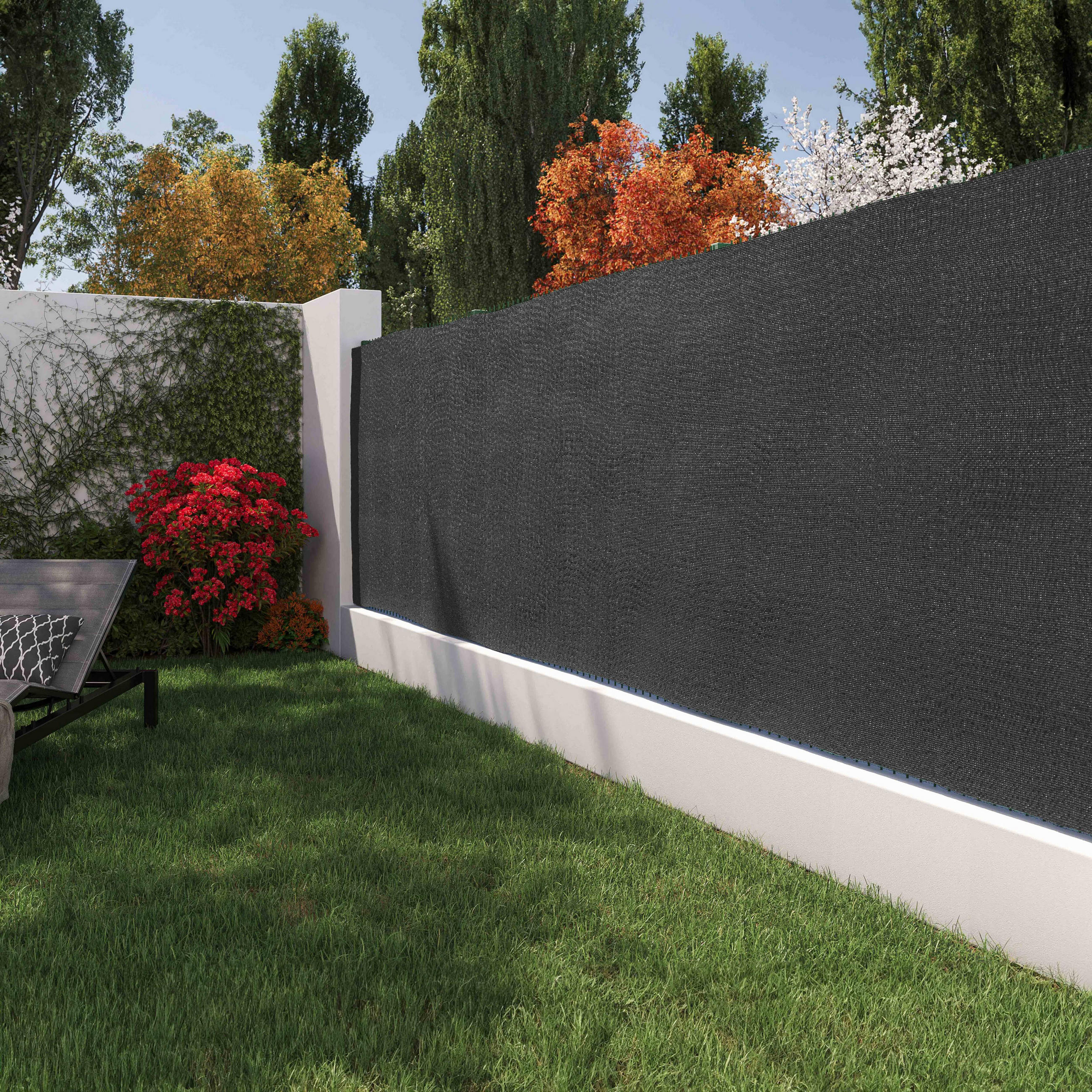 SICHTSCHUTZ 1,50x10m, Bedeckung 100 %, Grau - Grau, Textil (150/150cm) - Oviala