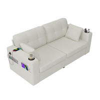 2-SITZER Sofa aus Chenille 172x75x82 cm mit USB-Anschlüssen & Stauraum, beige - Beige, Textil (75/82/172cm)