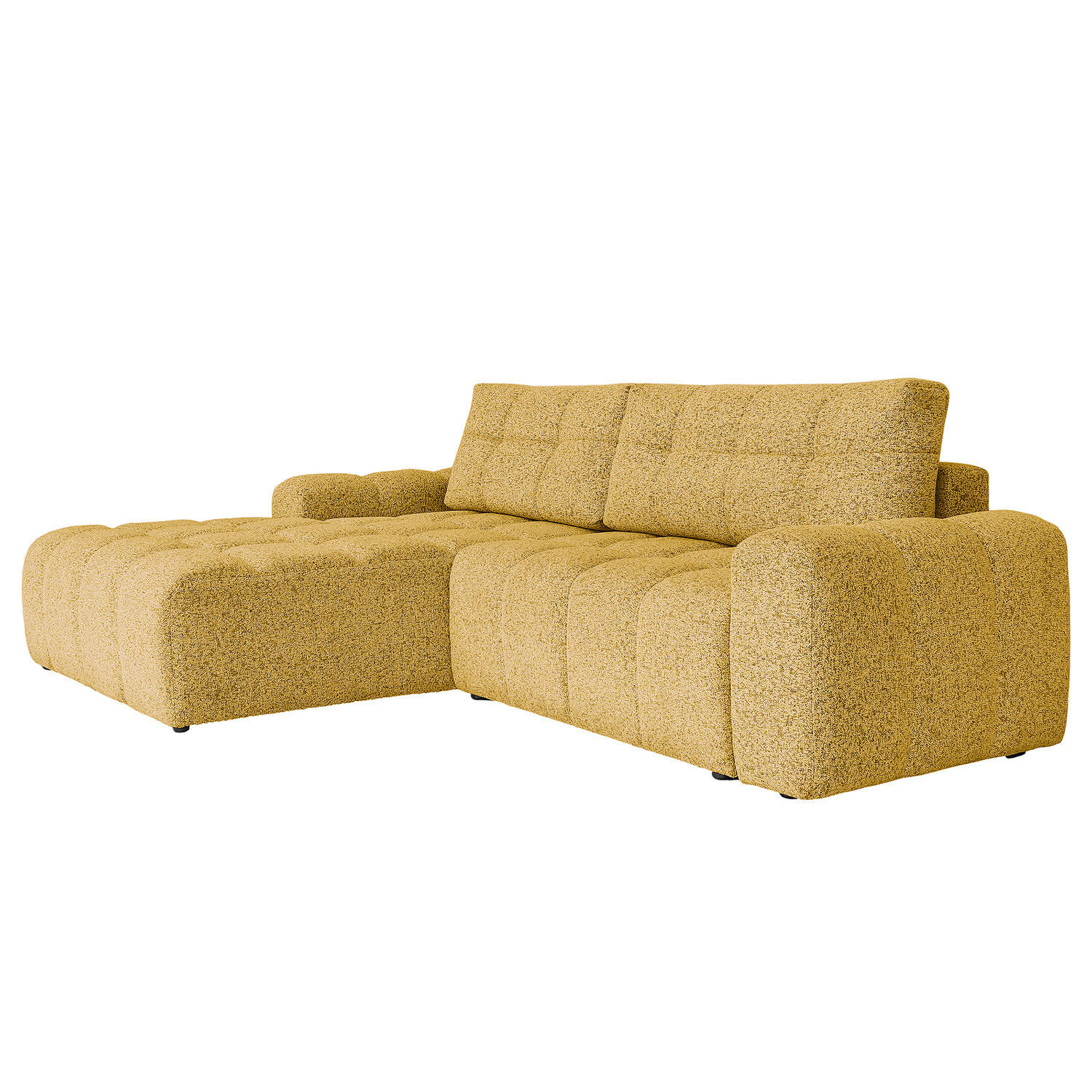 ECKSOFA mit Schlaffunktion - Strukturstoff - Beige/Gelb, Kunststoff/Textil (268/184cm) - home24