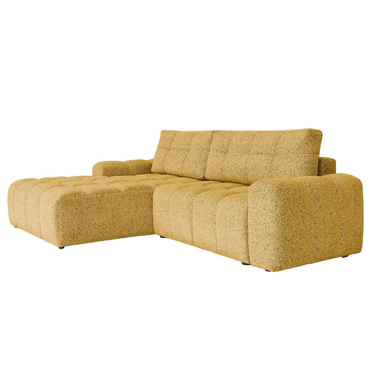 ECKSOFA mit Schlaffunktion - Strukturstoff - Beige/Gelb, Kunststoff/Textil (268/184cm) - home24