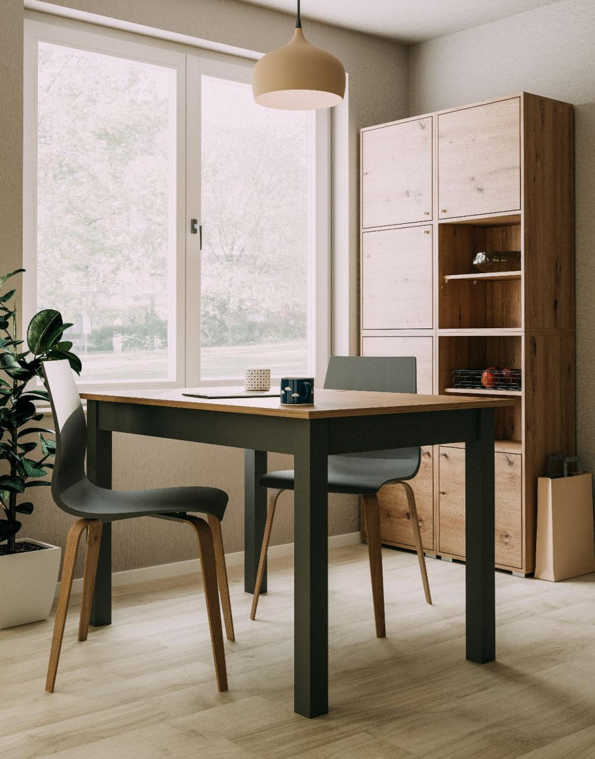 REGAL Eiche Artisan 46 x 97 cm, Standregal mit 4 Fächern - Silberfarben/Eiche Artisan, Holzwerkstoff/Kunststoff (46/96.5/33.5cm) - Furn.Design