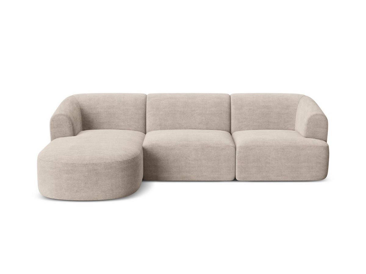MODULARES-ECKSOFA links Campi aus Cord cappuccino 4 Sitzplätze - Cappuccino, Textil (156/256cm) - Cosmopolitan Design