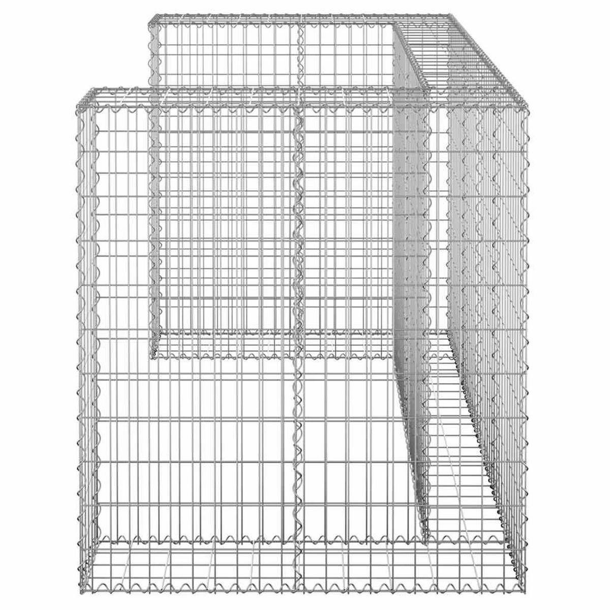 2ER Gabionen Mülltonnenbox ESOL | 110x180x100cm| Mülltonnenverkleidung für 2 Tonnen - Silberfarben, Metall (180/110/100cm) - DELUKE
