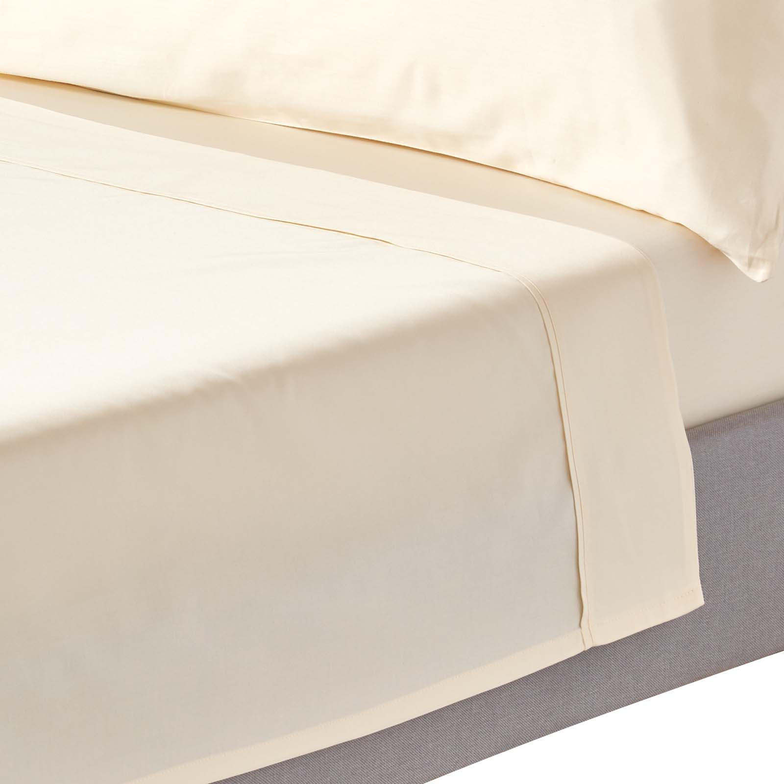 SATIN-BETTLAKEN ohne Gummizug, Bio-Baumwolle, Fadendichte 400 - Creme, Textil (270/300cm) - Homescapes