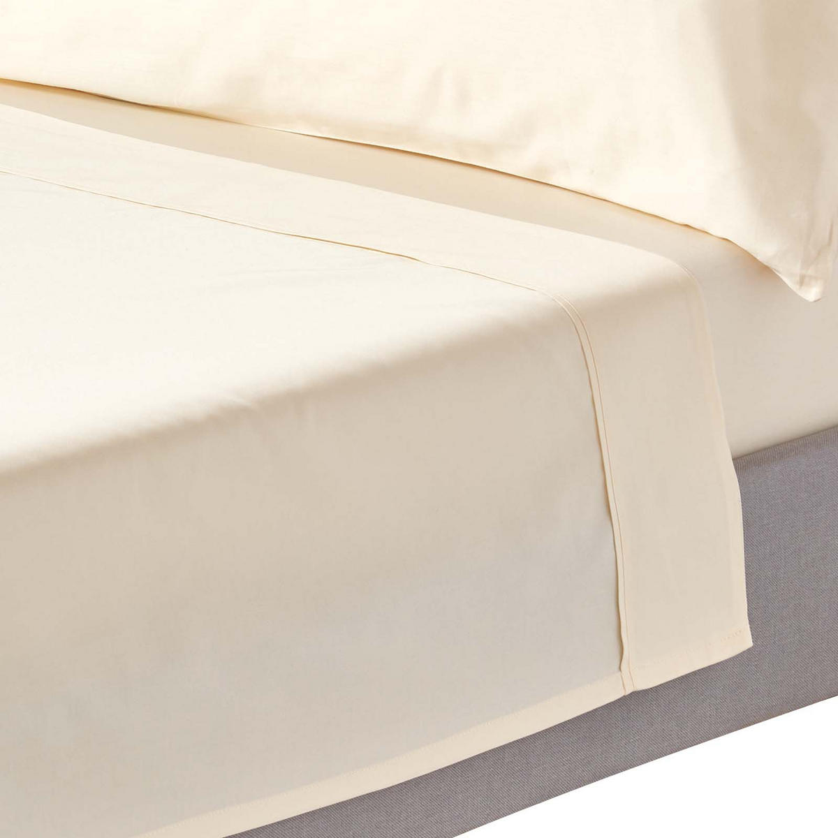 SATIN-BETTLAKEN ohne Gummizug, Bio-Baumwolle, Fadendichte 400 - Creme, Textil (270/300cm) - Homescapes