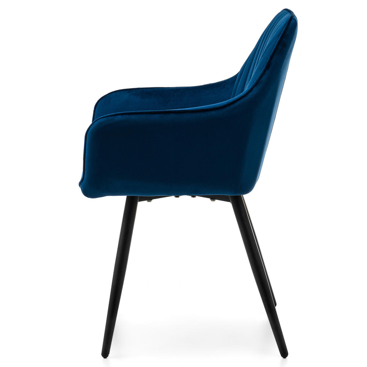 STUHL PASSO gepolstert mit Steppung - dunkelblau - Samt Velours - Schwarz/Dunkelblau, Textil/Metall (58/87/60cm) - NEW HOME