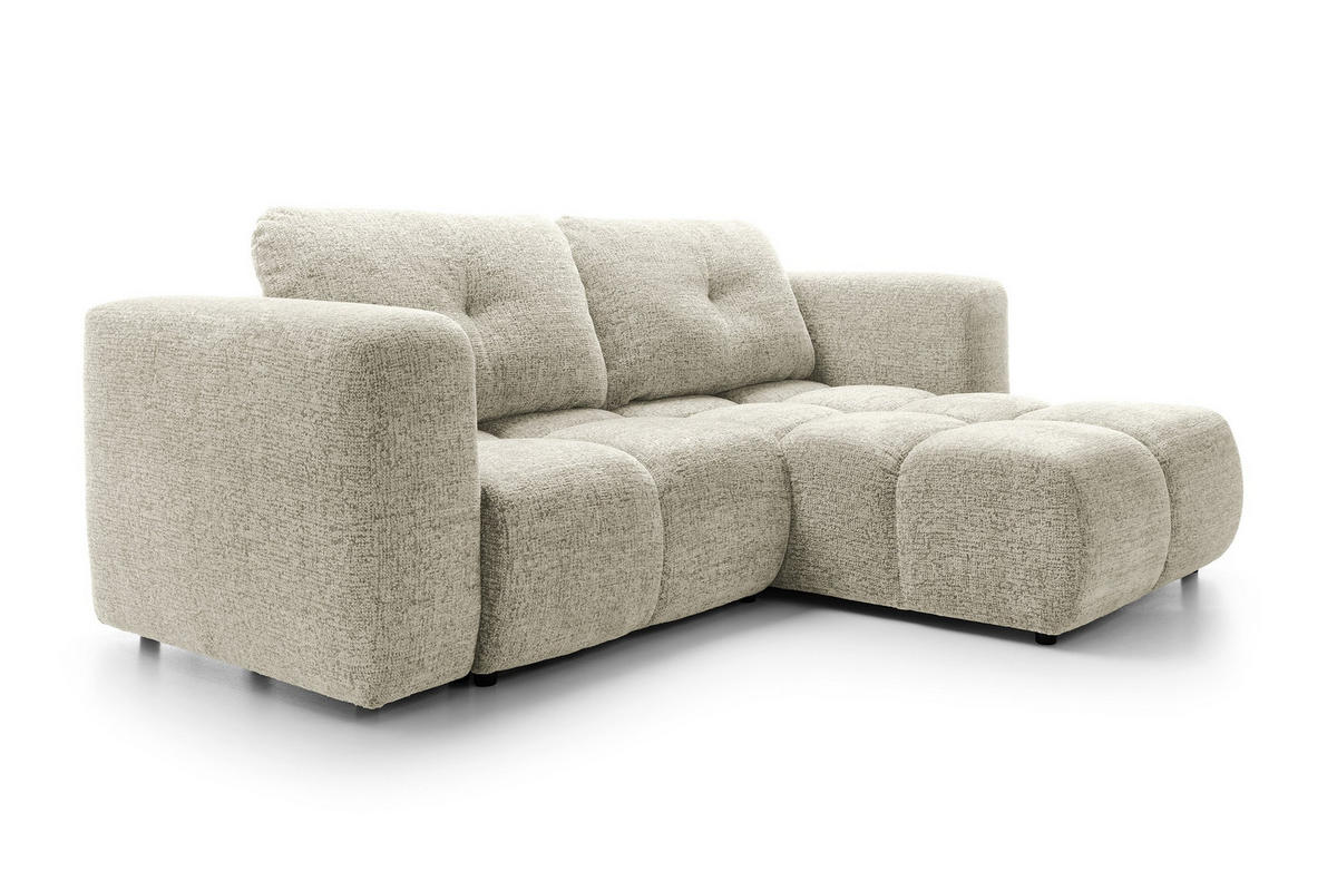 ECKSOFA ARTE 01 Creme Chenille mit Schlaffunktion - Creme, Holz (245/177cm) - MASSENO