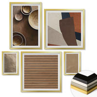 WANDBILDER 5er Set - 50x50 cm & 20x30 cm & 40x60 cm Goldrahmen - Moderne Steinstrukturen - Goldfarben, Kunststoff (40/60cm) - ArtPrintCave