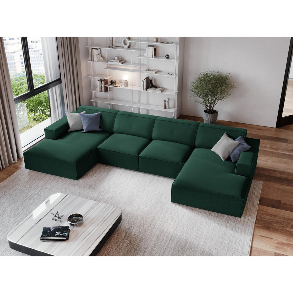 Thumbnail - Micadoni Panoramasofa, Grün, Textil, 6-Sitzer, U-Form, 166x70x364 cm, Hergestellt in Europa, Wohnzimmer, Sofas & Couches...