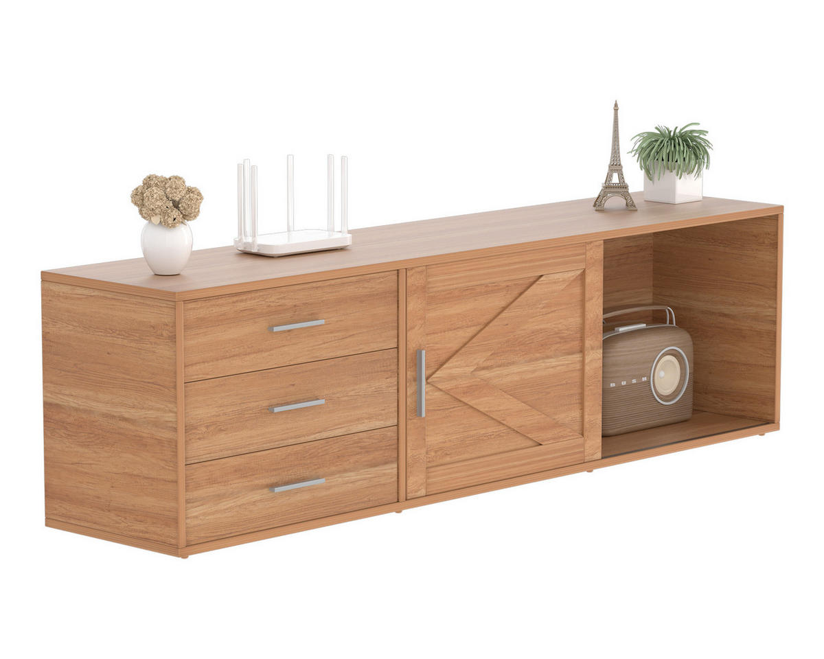 TV-SCHRANK in 160/45/35 cm - Naturfarben, Holzwerkstoff (160/45/35cm) - HOMAVO