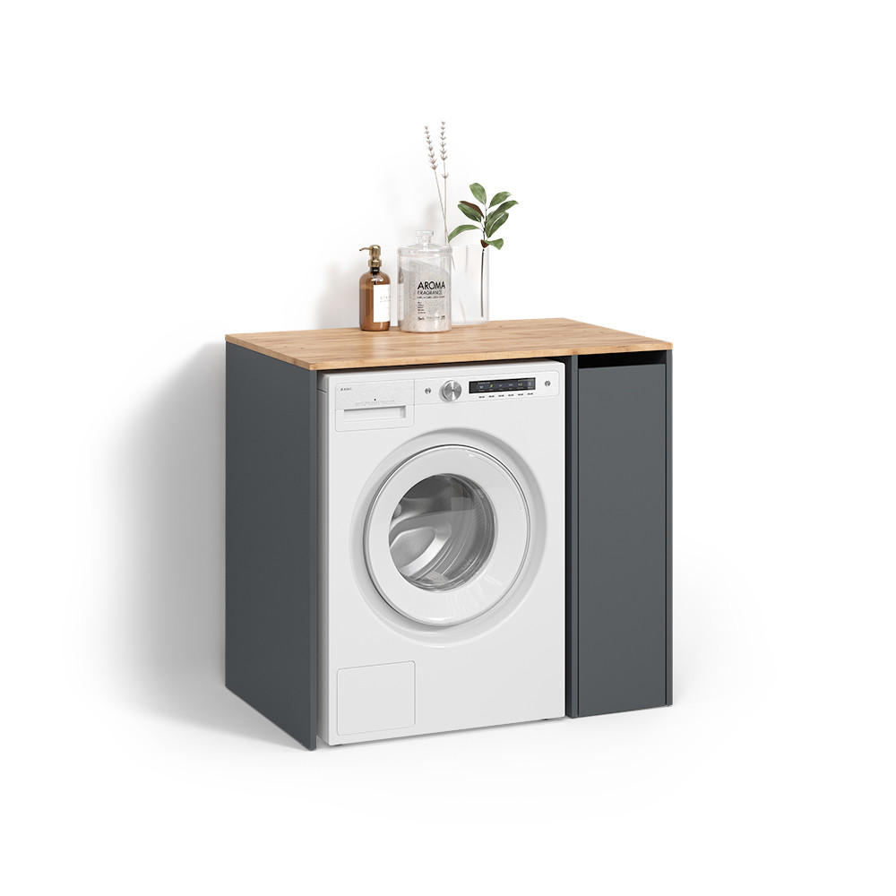 WASCHMASCHINENSCHRANK Paolina Anthrazit/Goldkraft Eiche 93.6 x 88.2 cm mit Fächern und Tür - Anthrazit/Eiche Wotan, Holzwerkstoff (93.6/88.2/60.3cm) - Livinity®