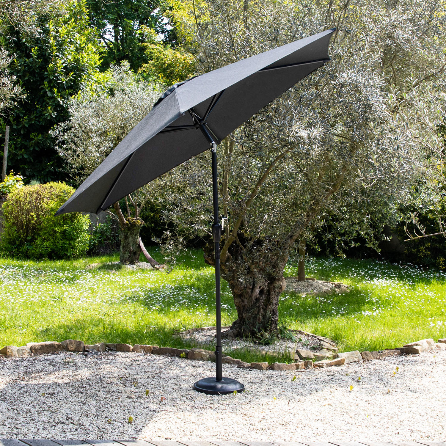 SONNENSCHIRM Hapuna Grau Ø 3,30 m - Grau, Textil (330/330cm) - Happy Garden