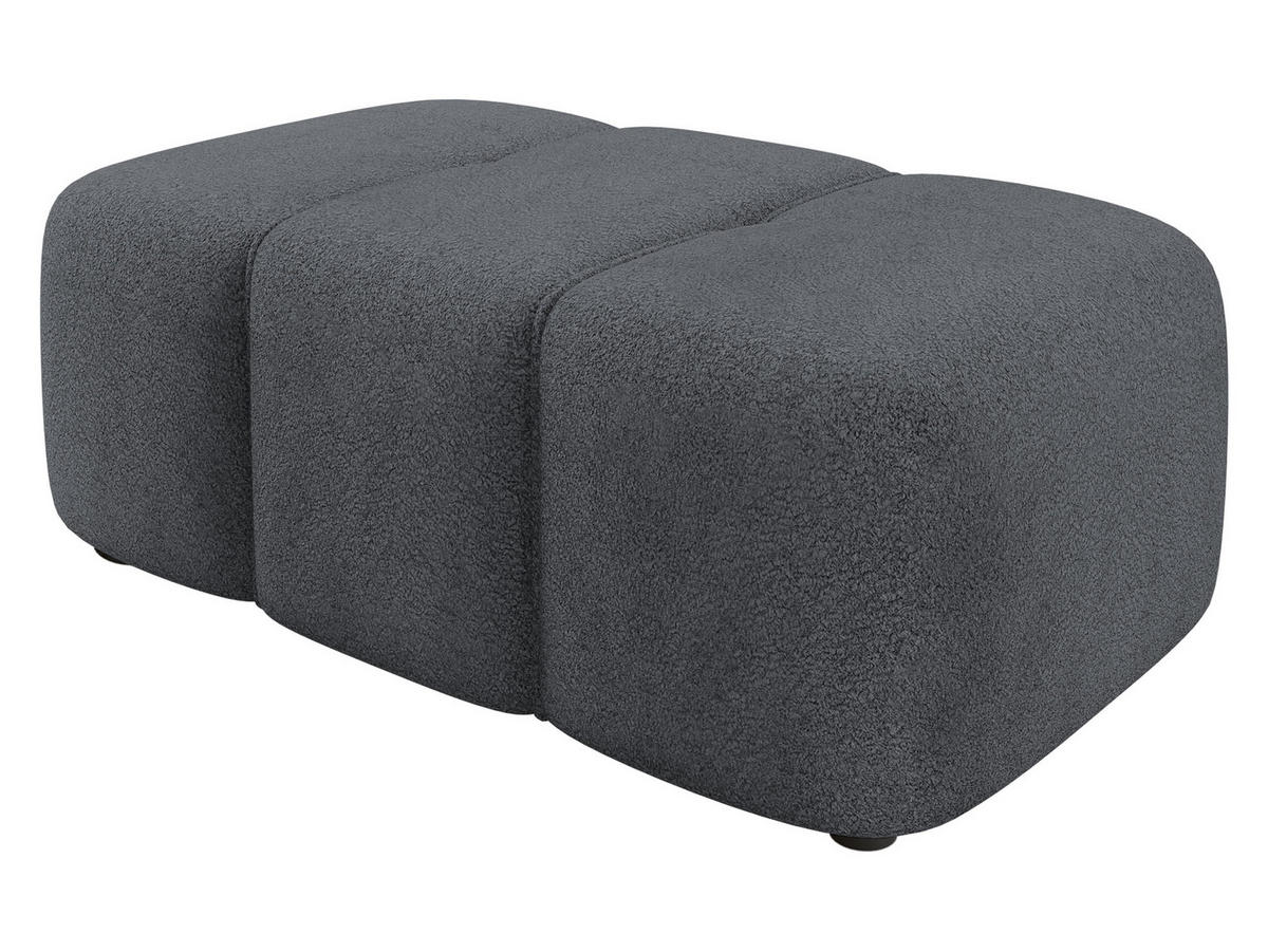 POLSTERHOCKER Furyn Boucle - Dunkelgrau/Schwarz, Holzwerkstoff/Kunststoff (93/38/62cm) - MIRJAN24