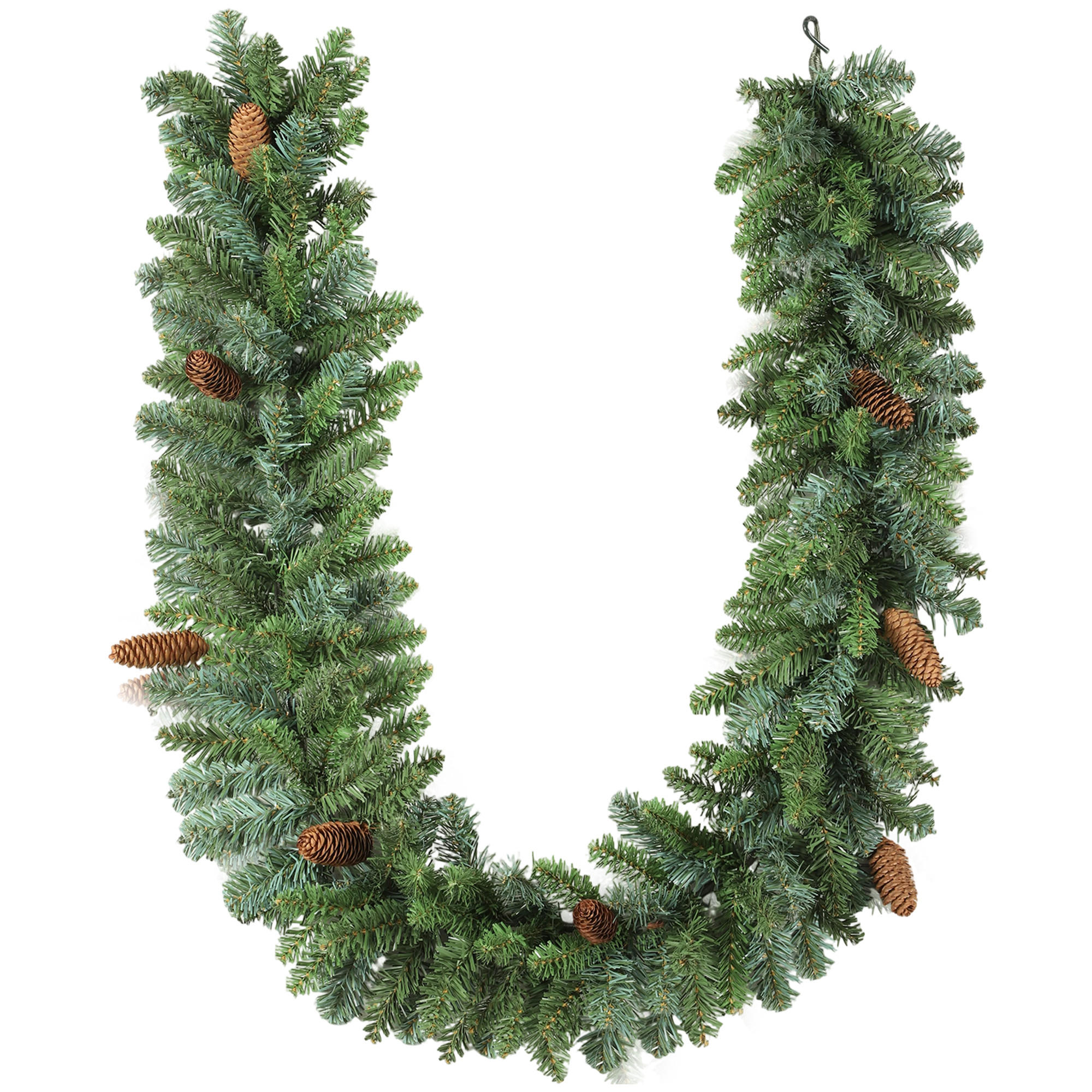 1,8 m künstliche Weihnachtsgirlande Blumendekoration mit Spitzen Tannenzapfen - Grün, Kunststoff (180cm) - HOMCOM