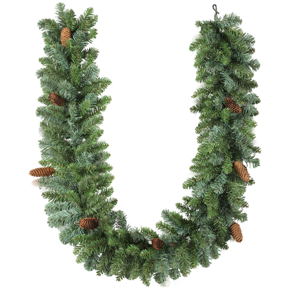 1,8 m künstliche Weihnachtsgirlande Blumendekoration mit Spitzen Tannenzapfen - Grün, Kunststoff (180cm) - HOMCOM