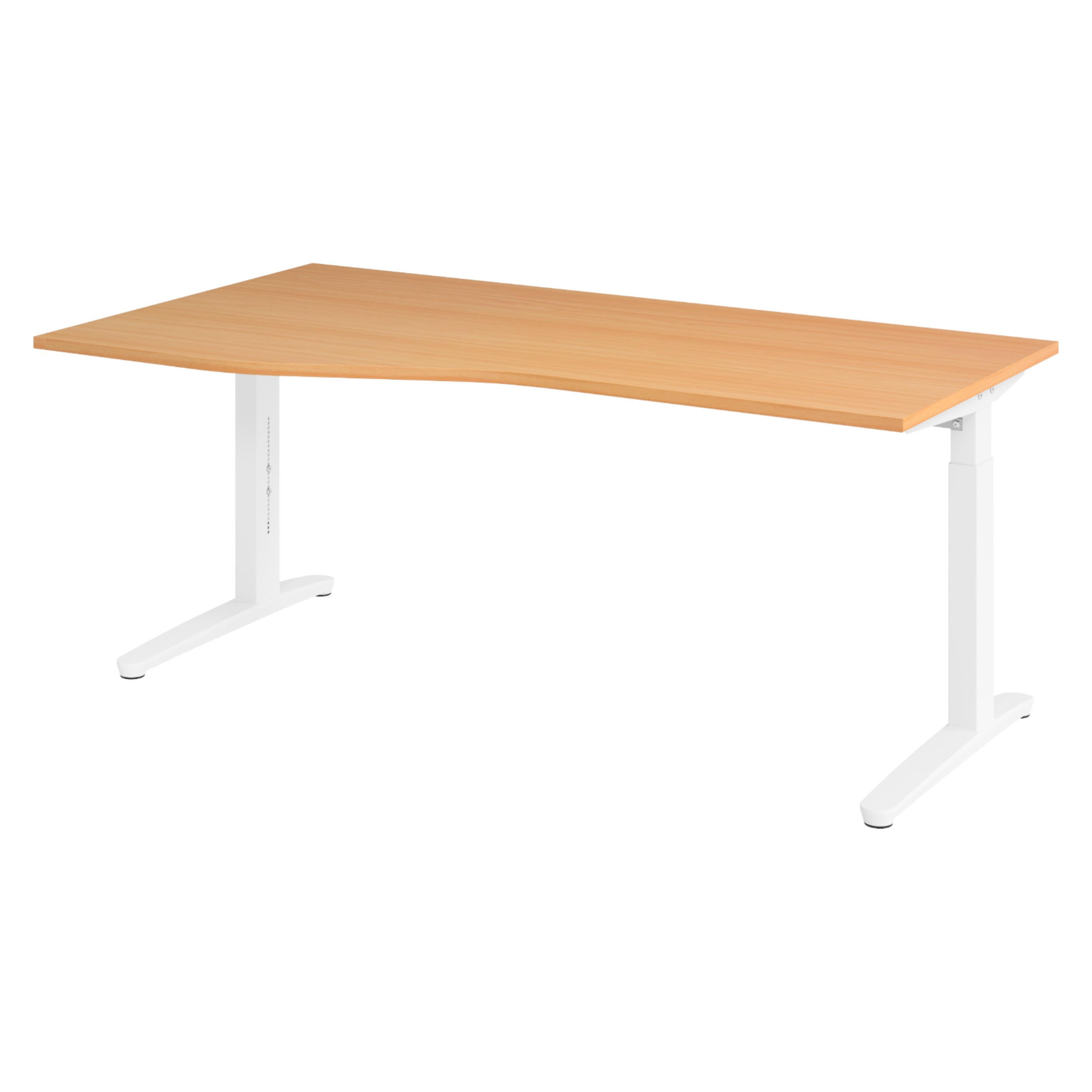bümö Schreibtisch Buche, Weiß 180x74x100 cm