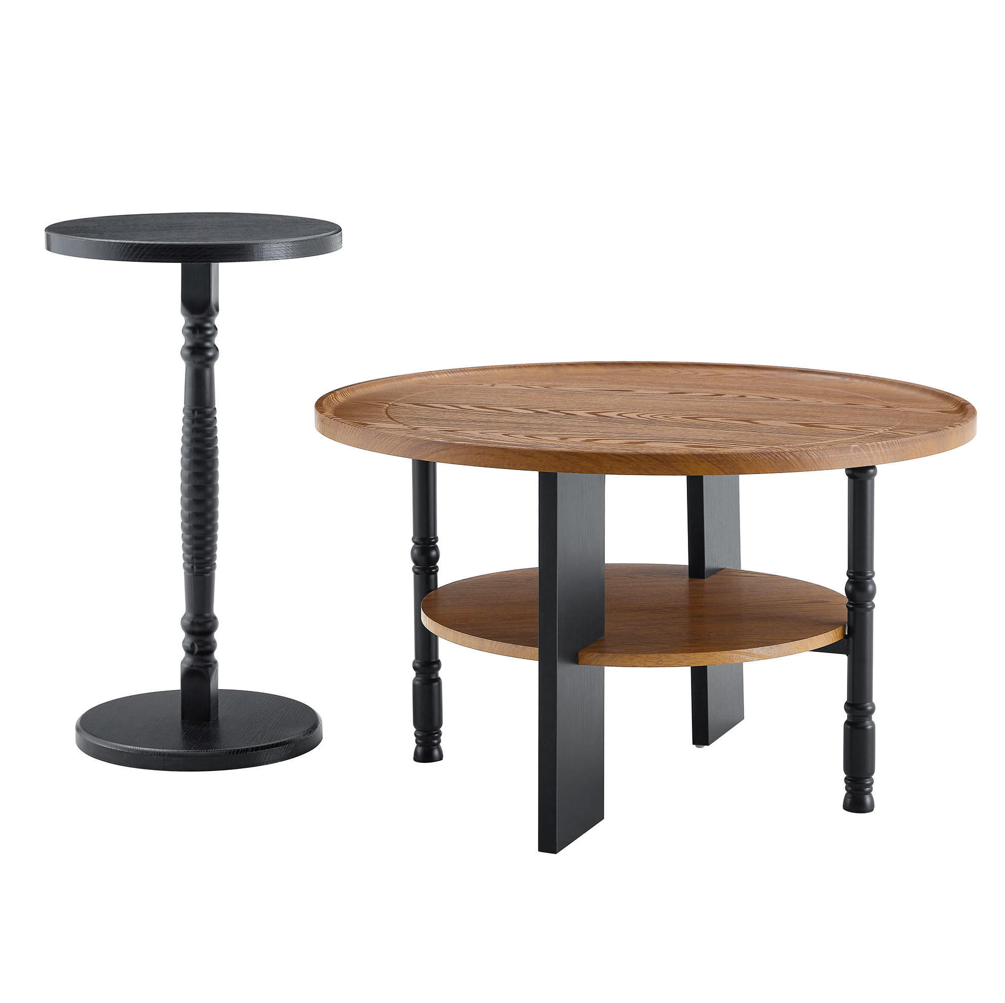 COUCHTISCH 80/80/47 cm Nussbaumfarben aus MDF mit Beistelltisch - Walnussfarben, Holzwerkstoff (80/80/47cm) - OKWISH