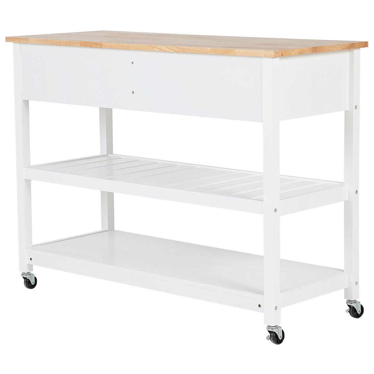 SERVIERWAGEN Weiß Navarino - Hellbraun/Weiß, Holz (120/91/48cm) - Beliani