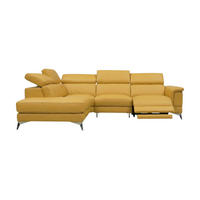 ECKSOFA Planet Echtleder mit 1 x Relaxfunktion Senfgelb - Gelb, Leder/Metall (232/256cm)