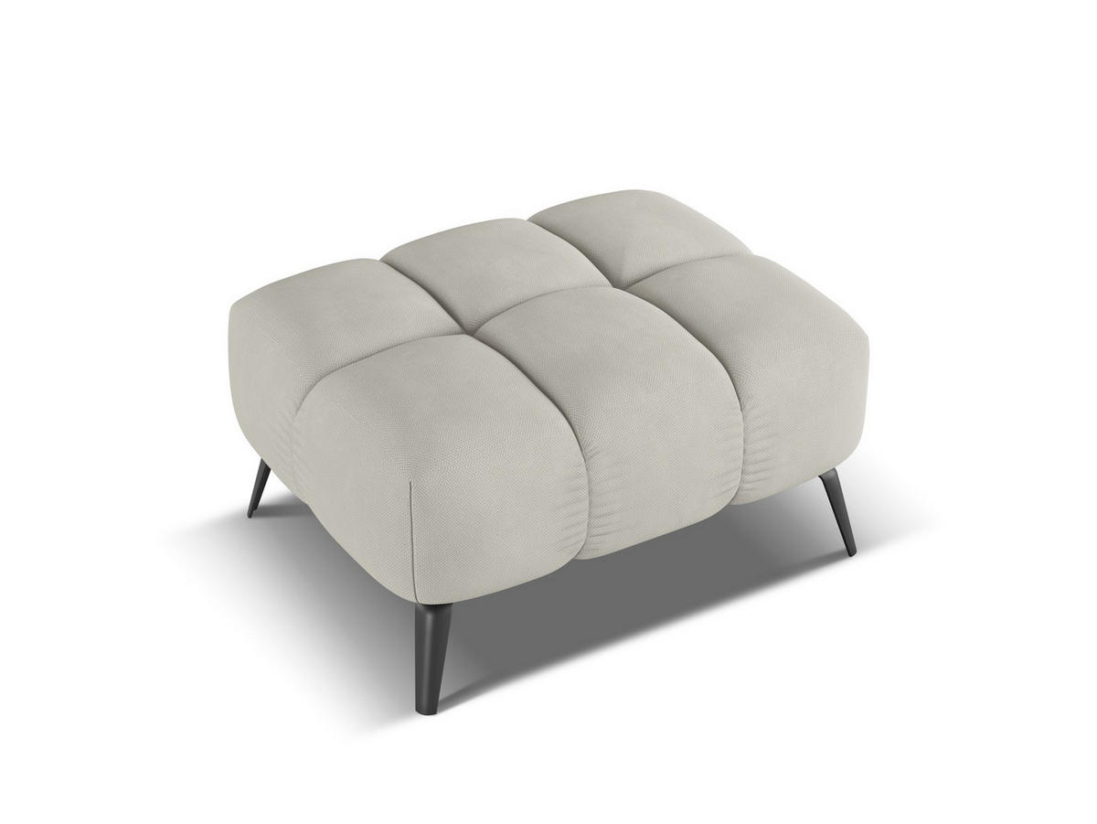 POUF Chenille Stoff Beige - Beige/Schwarz, Textil/Metall (78/41/60cm) - Makamii